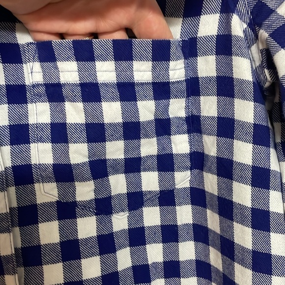 J.Crew size 00 Blue and White Checker Plaid Casual Button Down Long Sleeve Shirt - Picture 4 of 7